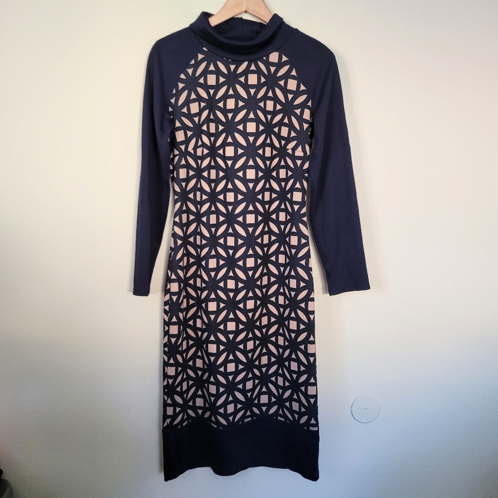 Lila Kass blue print long sleeve dress XXL